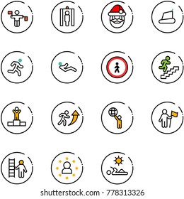 line vector icon set - traffic controller vector, metal detector gate, santa claus, treadmill, run, abdominal muscles, no pedestrian road sign, career, winner, world, win, opportunity, star man