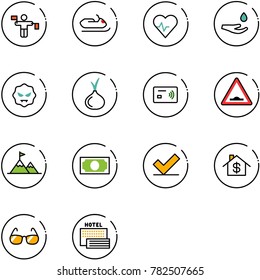 line vector icon set - traffic controller vector, snowmobile, heart pulse, drop hand, virus, onion, tap pay, artificial unevenness road sign, attainment, money, check, home dollar, sunglasses