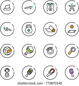 line vector icon set - treadmill vector, push ups, pull, gymnastics, abdominal muscles, weight, mat, volleyball, beanbag