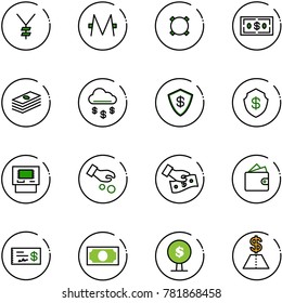 line vector icon set - yen vector, monero, currency, dollar, money rain, safe, atm, investment, cash pay, wallet, check, tree