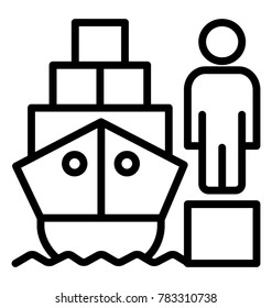 Line vector icon of a ship broker