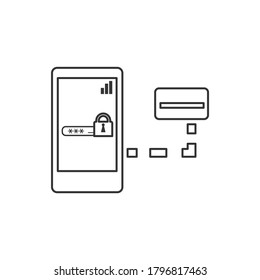 Line vector icon Smartphone, card, password. Outline vector icon