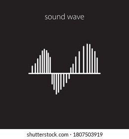 onda de sonido de icono de vector de línea en negro