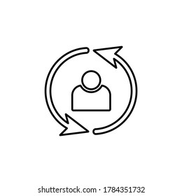 Line vector icon user, refresh. Outline vector icon