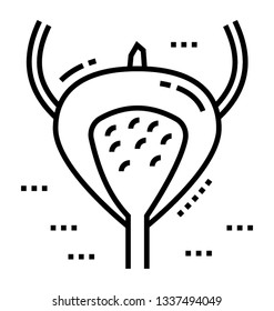 Line vector icon of uterus, 
