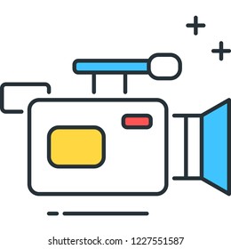 Line vector icon of video recorder camcorder illustration