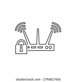 Line vector icon Wifi lock, security. Outline vector icon