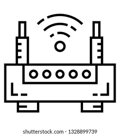 Line vector icon of wifi router.