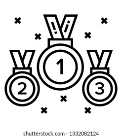 Line vector icon of winner medal 