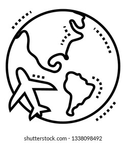 Line vector icon of world travel.