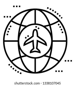 Line vector icon of world travel.