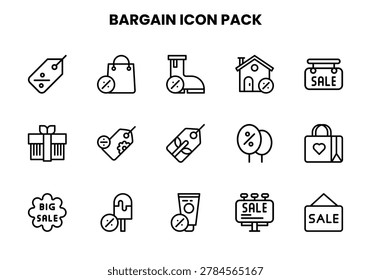 Line vector icons from Bargain for web and app design.