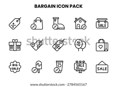 Line vector icons from Bargain for web and app design.