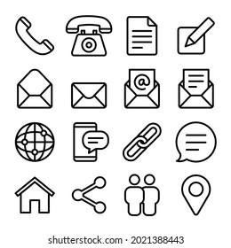 Linie Vektorsymbole von Kontakt, Netzwerk und Websites.
