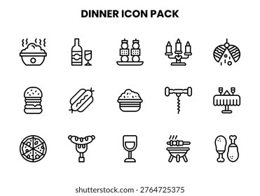Line vector icons from Dinner for web and app design.