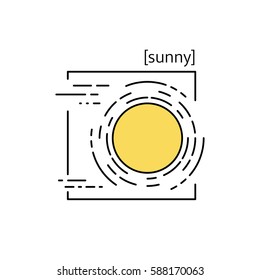 line vector icons with symbol weather. Isolated sun icon. Clear sunny weather. Suitable for website design and mobile app