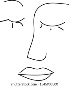 Line vector illustration. Abstract face.