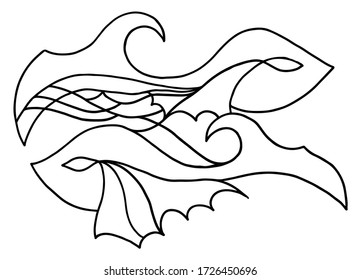 Ilustración vectorial de línea. Abstracción de peces.