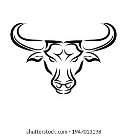 Line Vector Illustration front view of Bull. It is signs of the taurus zodiac.	