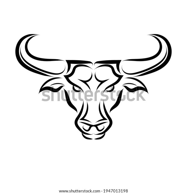 Line Vector Illustration Front View Bull Stock Vector (Royalty Free ...