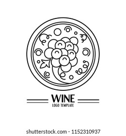 Line vector illustration of grape and vines. Modern style icon