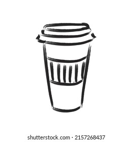 Line vector illustration of paper cup