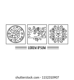 Line vector illustration of wine icons set