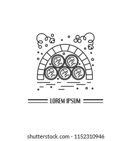 Line vector illustration of wine store. Modern style icon