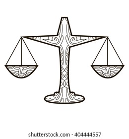 Line vector image for art therapy with bowl of weights