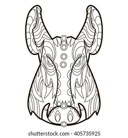Line vector image for art therapy with boar