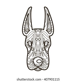 Line vector image for art therapy with dog