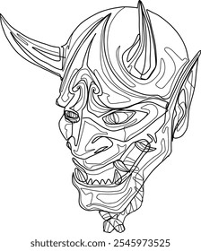 Linienvektor japanische Oni-Maske