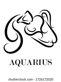 Line vector logo of Athlete. It is sign of Aquarius zodiac.