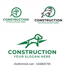 Line vector logo design circle shape with goat icon simple