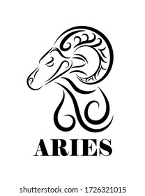 Line vector logo of sheep head. It is sign of Aries zodiac.