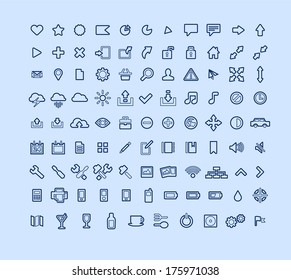 Line Vector Mini Icons Set for Web