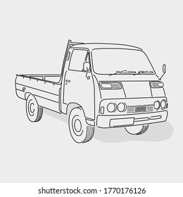 Line Vector Old Pickup Transportation