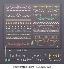 Line vector Ornaments collection, seamless art banners, dividers and borders set, horizontal creative elements for design, flourish embellishments for greeting cards