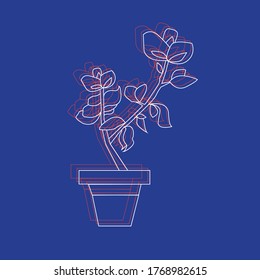 Line vector plant with white and red lines.