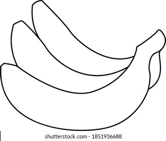 line vector realistic illustration of bunch of bananas. Banana isolated on white background, banana icon