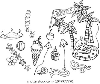the line vector of sea and the beach 