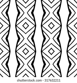 Line vector seamless pattern. Repeating geometric tiles. Modern stylish texture. Monochrome arabic, aztec design. Hand drawn tribe motif.