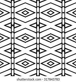 Line vector seamless pattern. Repeating geometric tiles. Modern stylish texture. Monochrome arabic, aztec design. Hand drawn tribe motif.