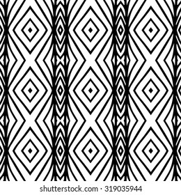 Line vector seamless pattern. Repeating geometric tiles. Modern stylish texture. Monochrome arabic, aztec design. Hand drawn tribe motif.
