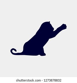 line Vector silhouette of a cat on a white background.