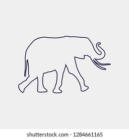 line Vector silhouette of a elephan on a white background.