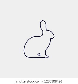 line Vector silhouette of a rabbit on a white background.