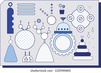 line vector style. fantastic robot building in the future Imaginary world. the futuristic world. future architecture. surrealism. robot military base