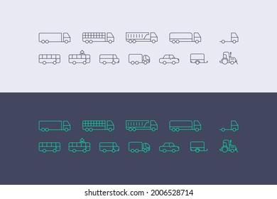line vector transportation icons set 
