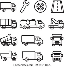 Linie Vektor Transport Icons Set 